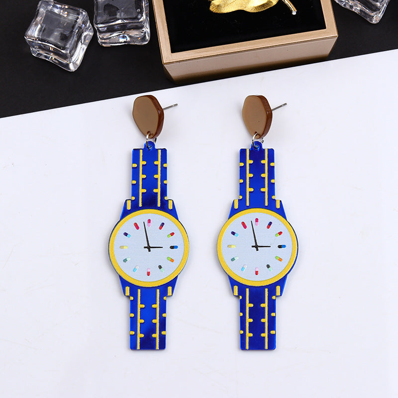 Wholesale Vintage Watch Acrylic Earrings